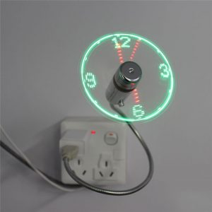 USB Clock Fan with LED Light