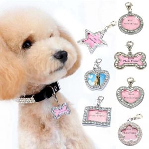 Id personalized engraved pet collar so you don't have to worry about losing your furry friend. The plates are stable and made of quality zinc alloy, just put your information card or photo in the middle whenever you plan to go out for a walk or on a trip. With card lock design you are able to hang or take it off at all times easily.