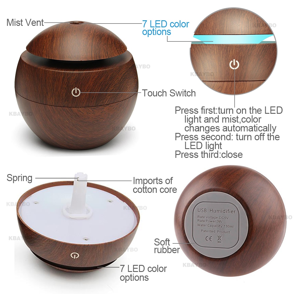 Essential Oil Diffuser Ultrasonic with LED Lights - Image 4