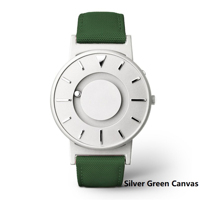 Wristwatch Silver Green Canvas Magnetic Ball